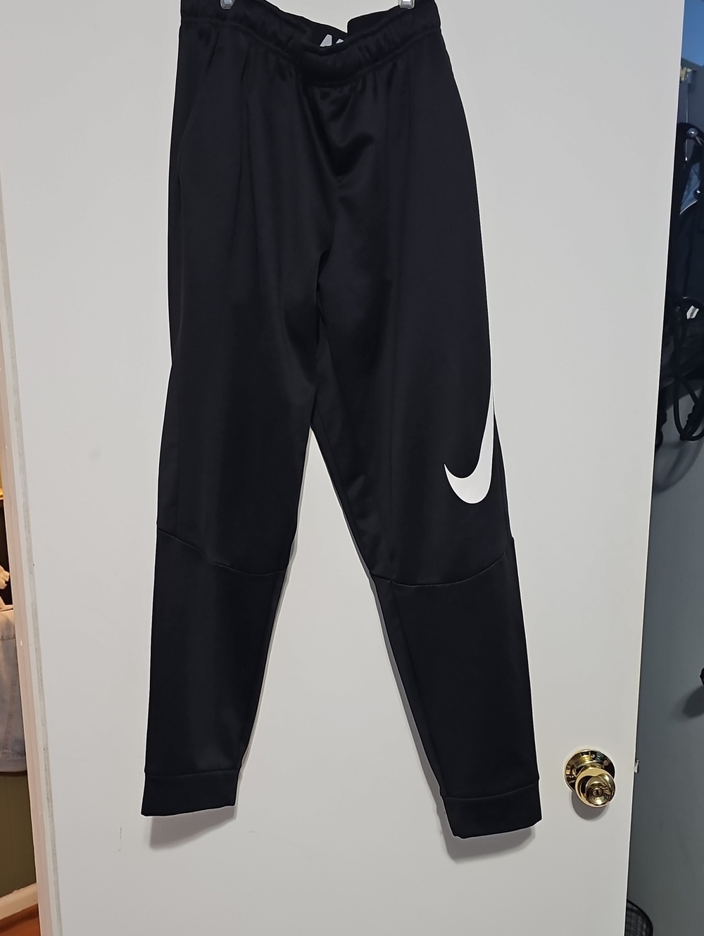 Nike Black Joggers with White Swoosh Dri Fit Mens Medium Workout Basketball
